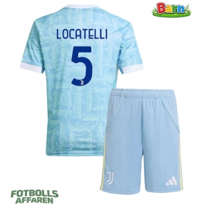 Juventus Manuel Locatelli #5 Bortaställ Barn 2025-26 Kortärmad (+ Korta byxor)